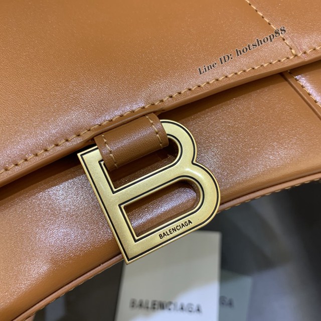 Balenciaga專櫃新款小號手提肩背女包原單沙漏包 巴黎世家平紋焦糖色沙漏包 fyj1414